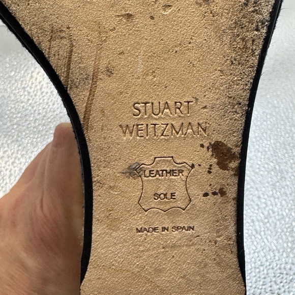 Stuart Weitzman Black and Tan Wedge Sandals - Picture 6 of 6